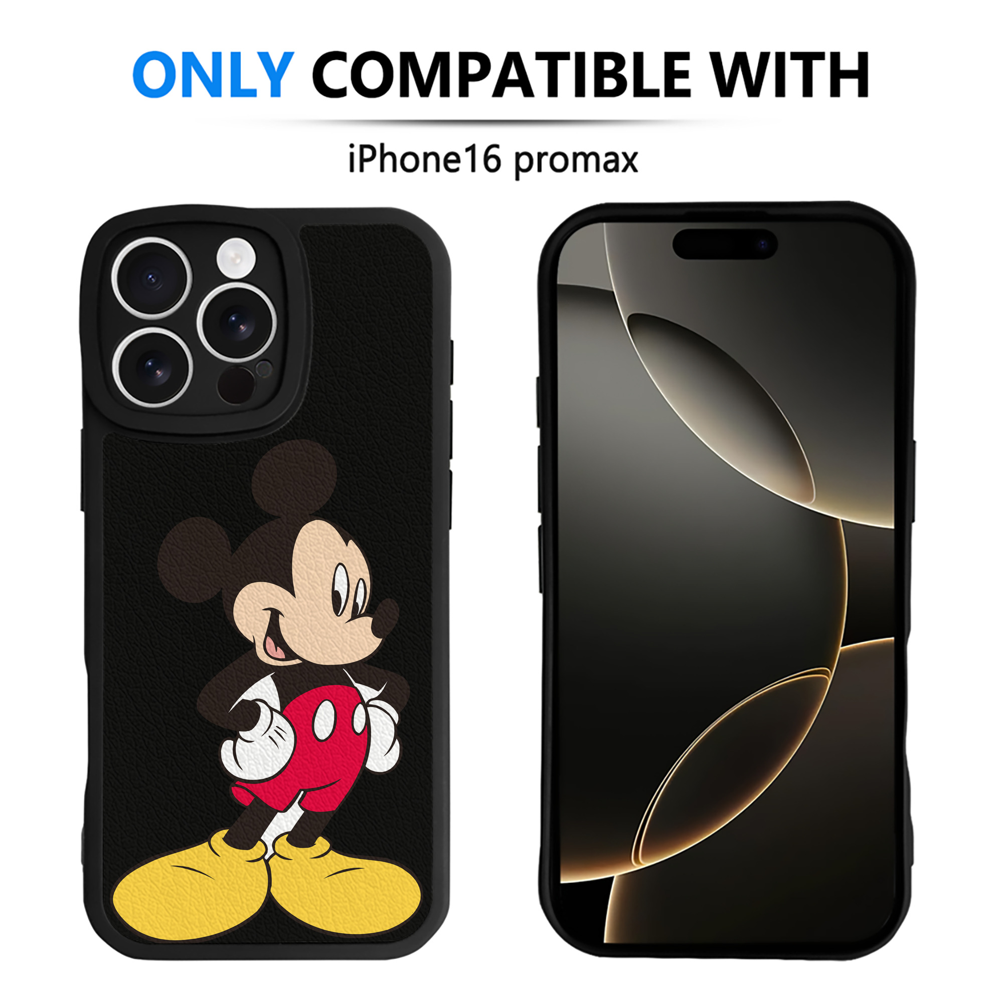 （画像用） ミッキーマウス Mickey Mouse 【iPhone 16シリーズ対応】シリコンスマホケース（レザー調） 材質：シリコン